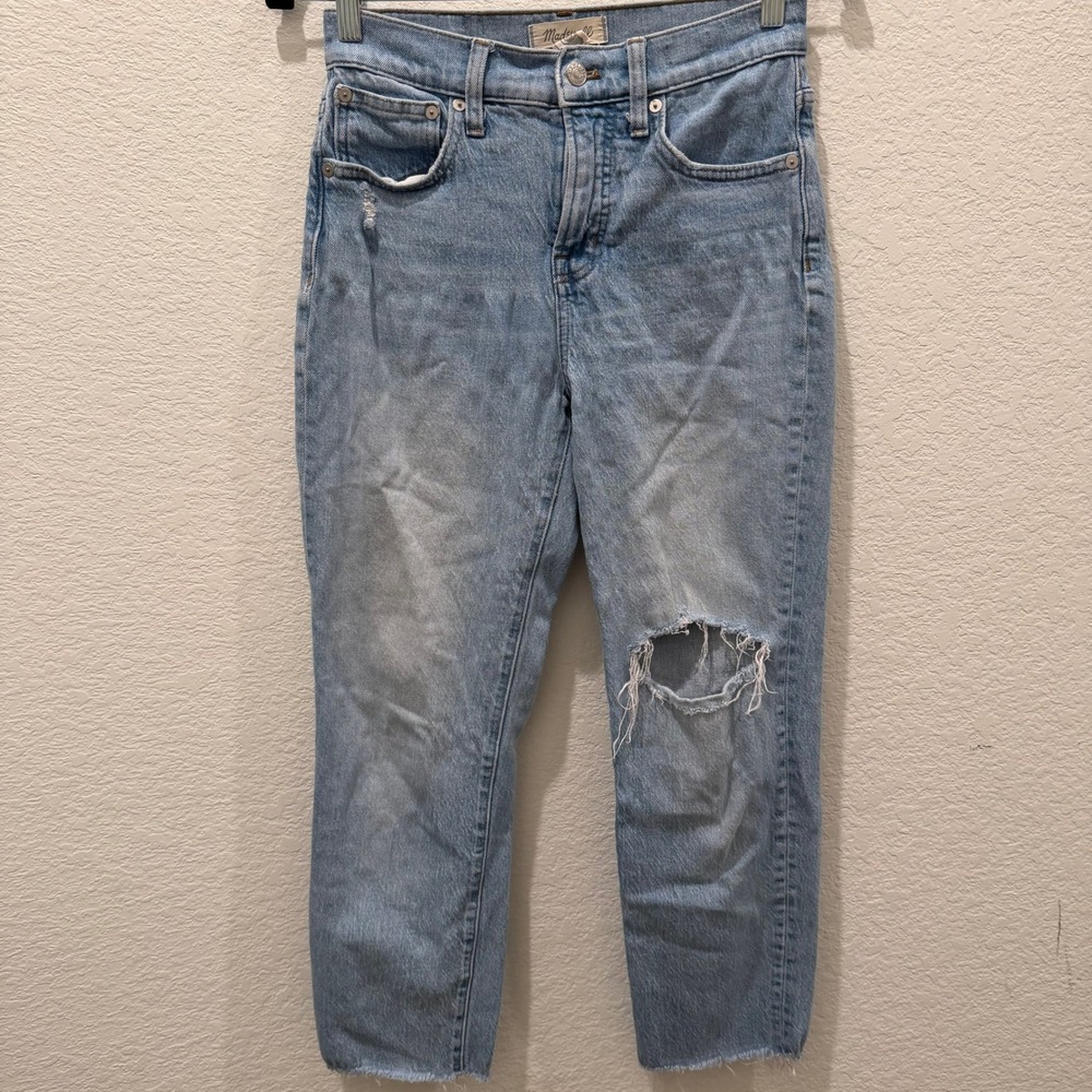 Madewell The Perfect Vintage Jean Light Wash Distressed Raw Hem 26P